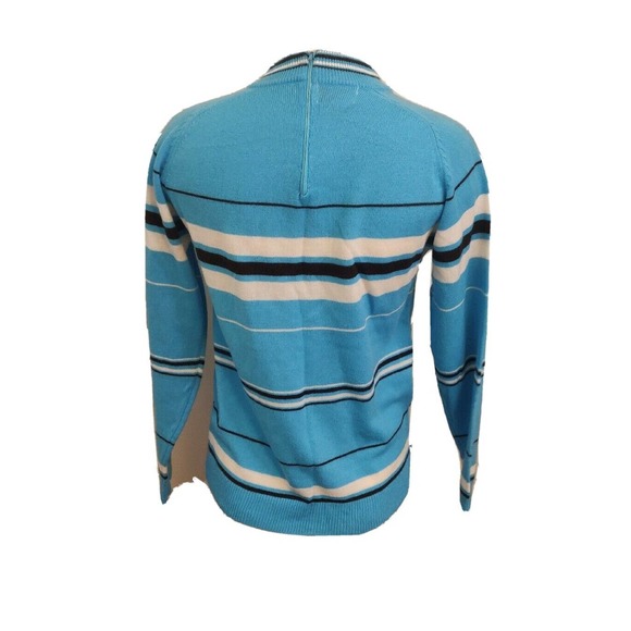 Vintage 70’s Find Quality Women's Sweater 100% Acrylic Vintage Blue Striped. - Picture 2 of 5